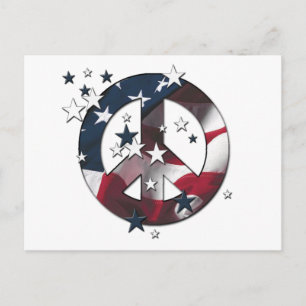 Peace Sign American Stars & Stripes Flag Postkarte