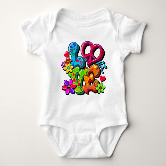 Peace Sign Anti-War Hippy Hippie Baby Strampler (Vorderseite)