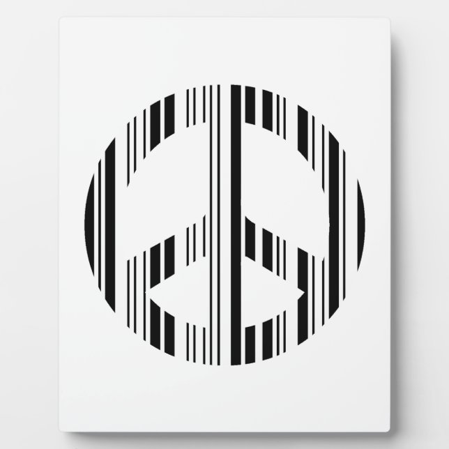 PEACE SIGN BAR CODE Hippie Barcode Muster Design Fotoplatte (Vorderseite)