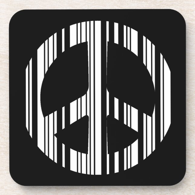 PEACE SIGN BAR CODE Hippie Barcode Muster Design Untersetzer (Vorderseite)