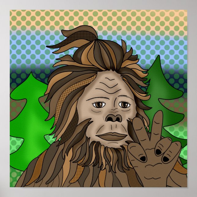 Peace Sign Bigfoot Sasquatch Poster (Vorne)