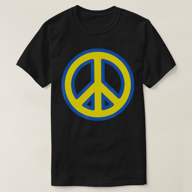 PEACE SIGN Blue & gelb ukrainische Solidarität Ver T-Shirt (Design vorne)