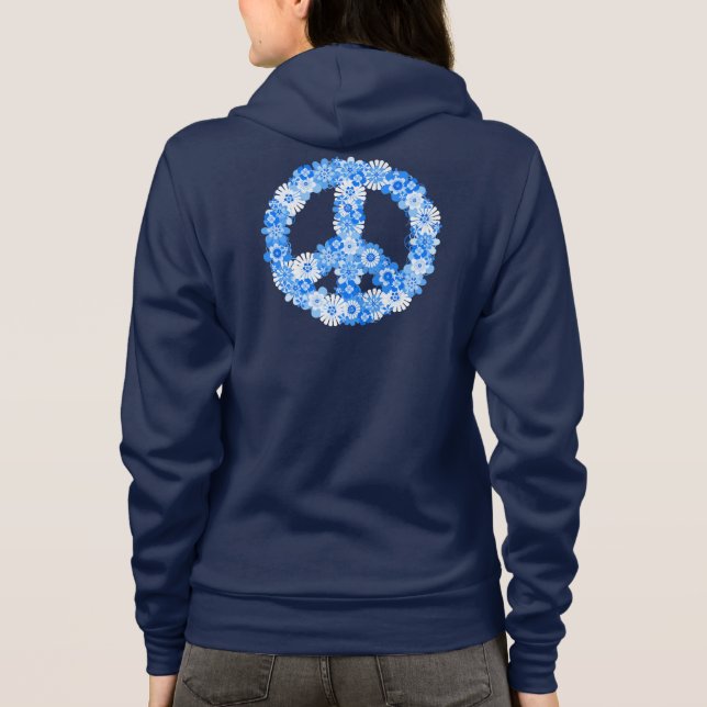 Peace Sign Blue Hoodie (Rückseite)