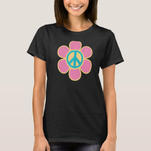 Peace Sign Bright farbenfrohe Blume 60er 70er Hipp T-Shirt