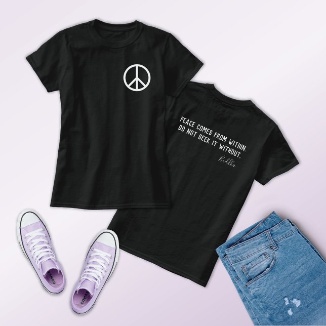 Peace Sign Buddha Zitat T-Shirt (Von Creator hochgeladen)