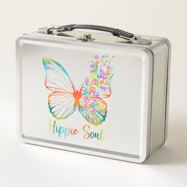 Peace Sign Butterfly Metall Brotdose (Vorderseite)