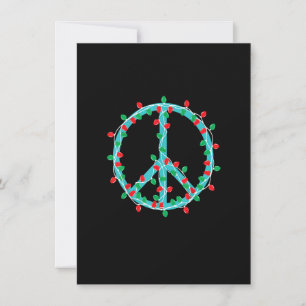 Peace Sign Christmas Lights Hippie Hipster Xmas Einladung