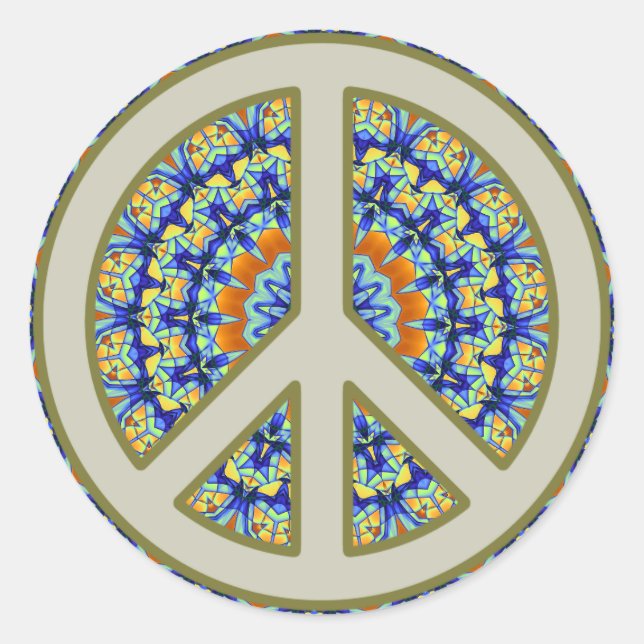 Peace Sign Classic Round Stickers (Vorderseite)