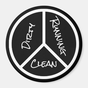 Peace Sign Clean Dirty Running B&W Geschirrspülmas Magnet