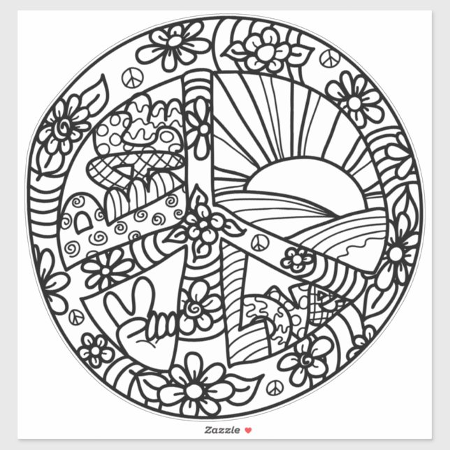 Peace Sign Color Niedlich Aufkleber (Blatt)