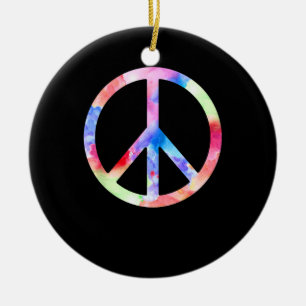 Peace Sign Colorful Keramik Ornament