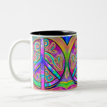 Peace Sign Cool Colors 11 oz Tasse
