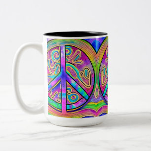 Peace Sign Cool Colors 15 oz Tasse