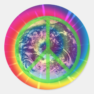 Peace Sign, Earth und Tye Dye Sticker