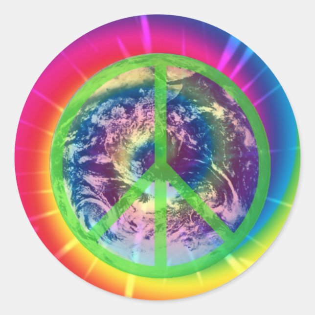 Peace Sign, Earth und Tye Dye Sticker (Vorderseite)