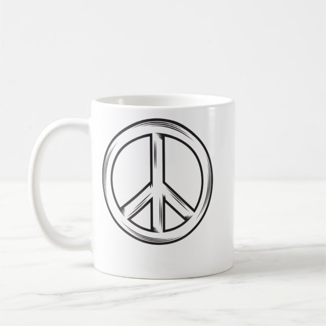 Peace Sign Fingers T - Shirt Peace Sign Hand Shirt Kaffeetasse (Links)