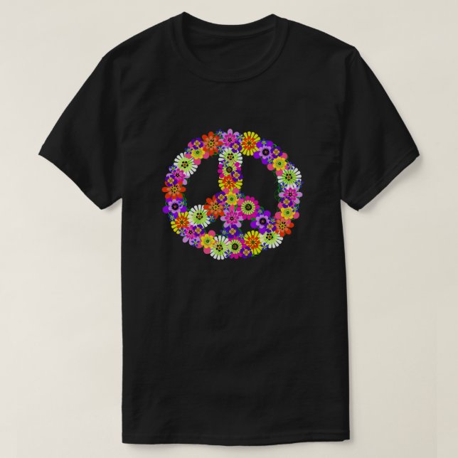 Peace Sign Floral Cutout T-Shirt (Design vorne)