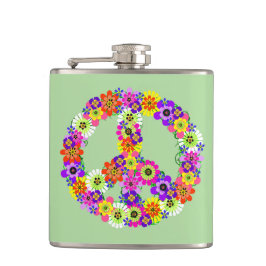 Peace Sign Floral Flachmann