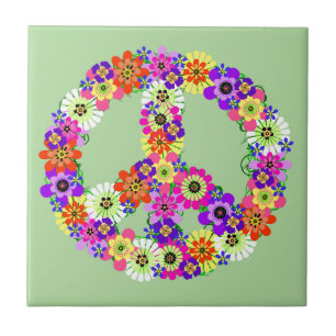 Peace Sign Floral Fliese