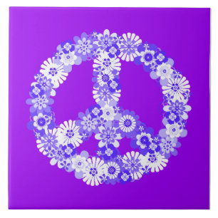 Peace Sign Floral Lila Fliese