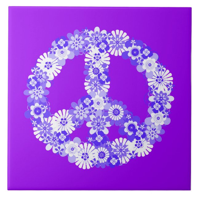 Peace Sign Floral Lila Fliese (Vorderseite)