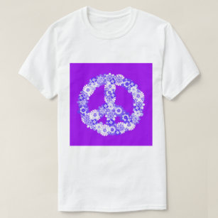 Peace Sign Floral Lila T-Shirt