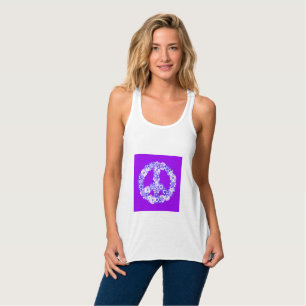 Peace Sign Floral Lila Tank Top