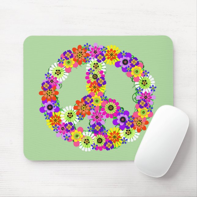 Peace Sign Floral Mousepad (Mit Mouse)