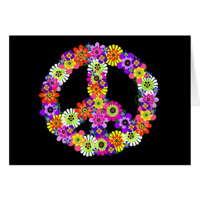 Peace Sign Floral on Black (Vorderseite (Horizontal))