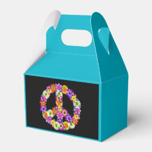 Peace Sign Floral on Black Geschenkschachtel