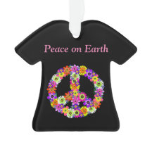 Peace Sign Floral on Black