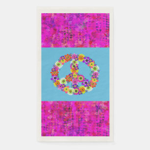 Peace Sign Floral on Blue mit Petals Serviette