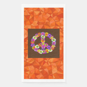 Peace Sign Floral on Brown mit Orange Serviette