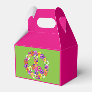 Peace Sign Floral on Lime Green Geschenkschachtel