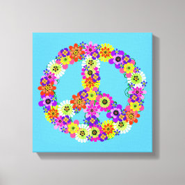 Peace Sign Floral on Sky Blue Leinwanddruck