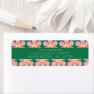 Peace Sign Flower Green Pink Shower Return Address