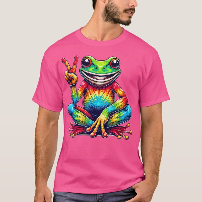 Peace Sign Frog Hippie Krawatte Dye Men Men T-Shirt (Vorderseite)