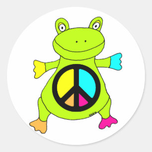 Peace Sign Frog Runder Aufkleber