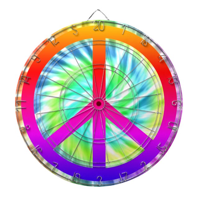 Peace Sign Gefärbte Krawatte Design Dart Board Dartscheibe (vorne)