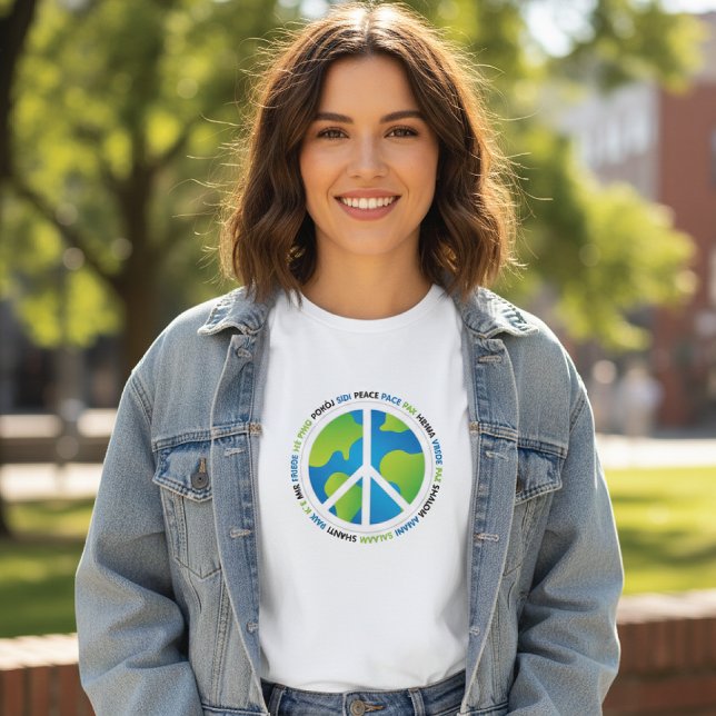 Peace Sign Globe Typografie Tri-Blend Shirt (Von Creator hochgeladen)