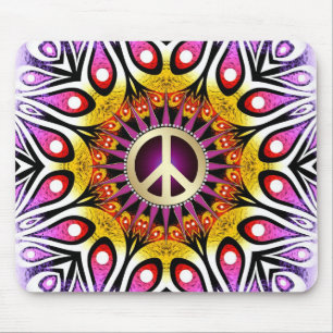 Peace Sign Groovy Lila Pink Mousepad