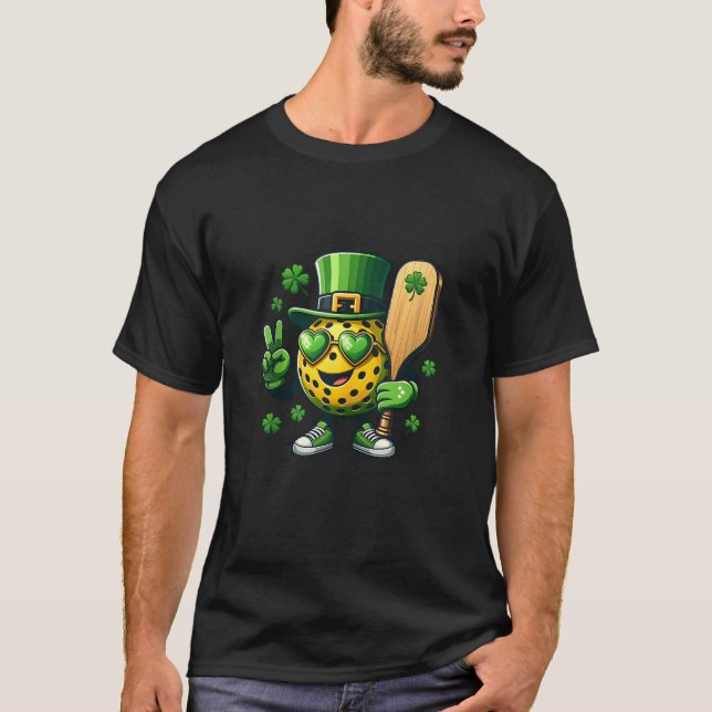Peace Sign Hand Funny St Patricks Day Lucky Pickle T-Shirt (Vorderseite)