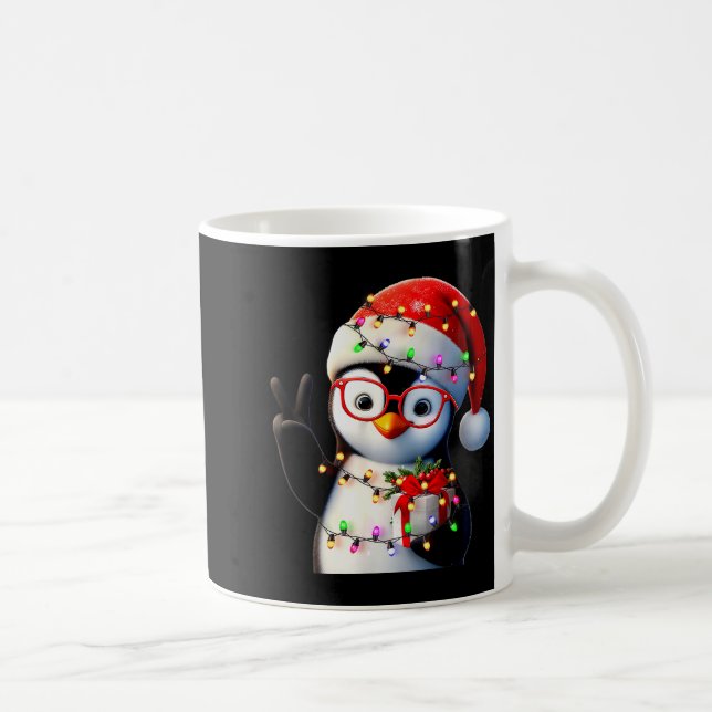 Peace Sign Hand Penguin Santa Christmas Penguin Pa Kaffeetasse (Rechts)