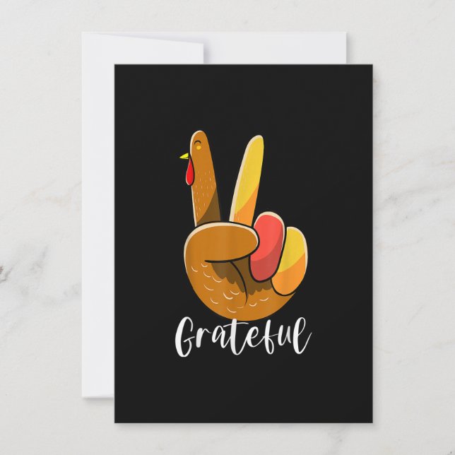 Peace Sign Hand Turkey Thanksgiving Grateful Women Einladung (Vorderseite)