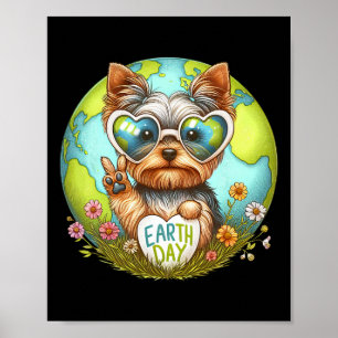 Peace Sign Hand Yorkshire Terrier Kids Mens Womens Poster