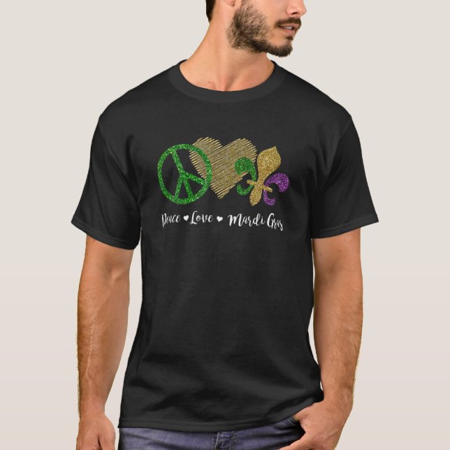 Peace Sign Heart Fleur De Lys Hippie Peace Liebe T-Shirt (Vorderseite)