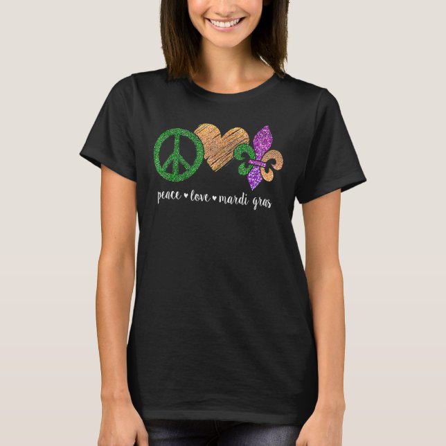 Peace Sign Heart Fleur De Lys Hippie Peace Liebe T-Shirt (Vorderseite)