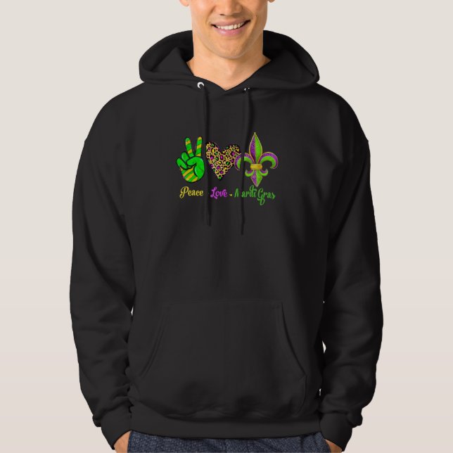 Peace Sign Heart Fleur De Lys Peace Love Mardi Gra Hoodie (Vorderseite)