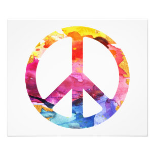 Peace Sign Hippie Girl 70s Fotodruck