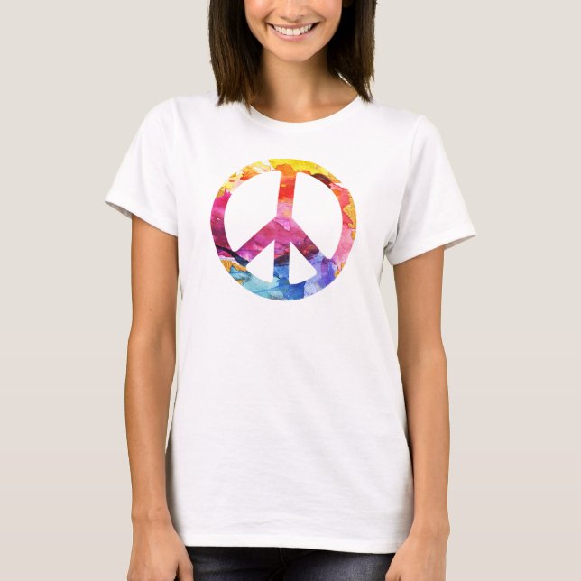 Peace Sign Hippie Girl 70s T-Shirt (Vorderseite)
